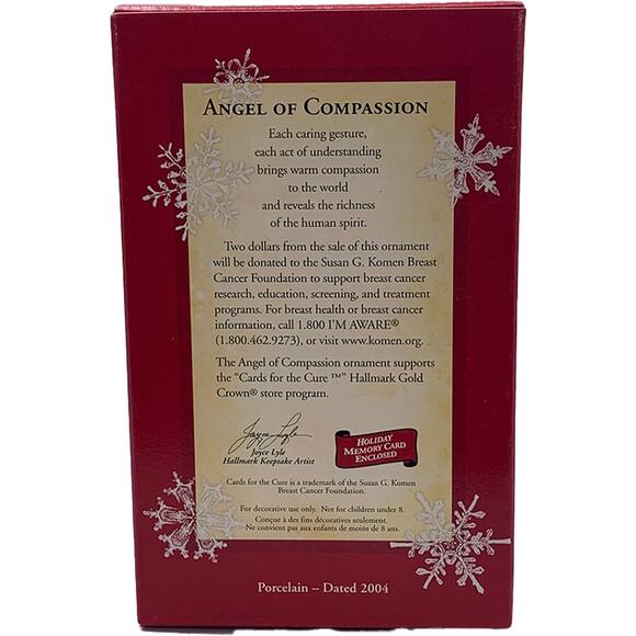 Hallmark Keepsake 2004 Angel of Compassion Collectible Christmas Ornament in Box - Picture 2 of 6